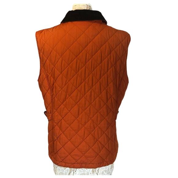 L.L. Bean Quilted Orange Fall Vest With brown corduroy collar size XL - Picture 3 of 12